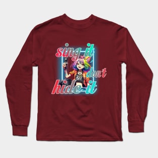 A cute cat girl sings Long Sleeve T-Shirt